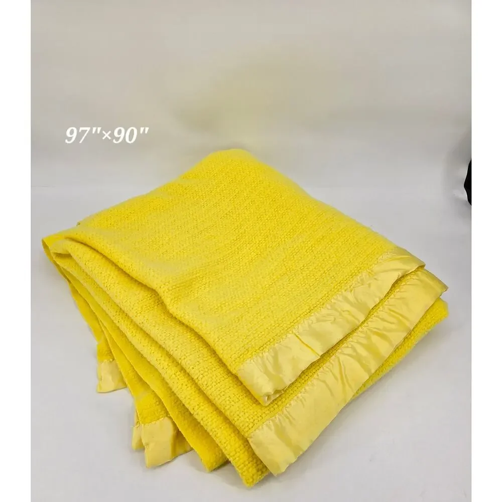 Vintage Sears Yellow‎ Acrylic Blanket 97